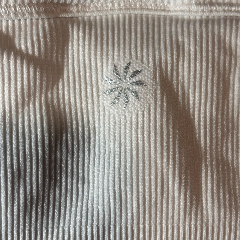 Athleta high neck ribbed crop athletic tank top sports bra racerback white XXS - Picture 4 of 9